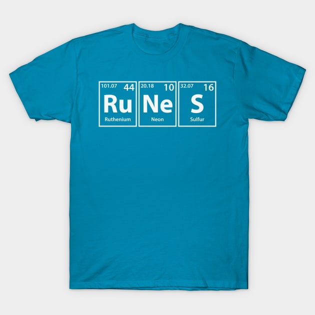 Runes (Ru-Ne-S) Periodic Elements Spelling T-Shirt by cerebrands